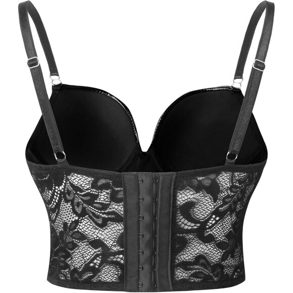 Women's Punk Gothic PU Leather Push Up Corset Bra Bustier Crop Top for Party - Picture 5 of 6